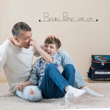 Décoration Murale en Fil de Fer "Beau Père en or" - à punaiser - Bijoux de Mur - Fête des Pères