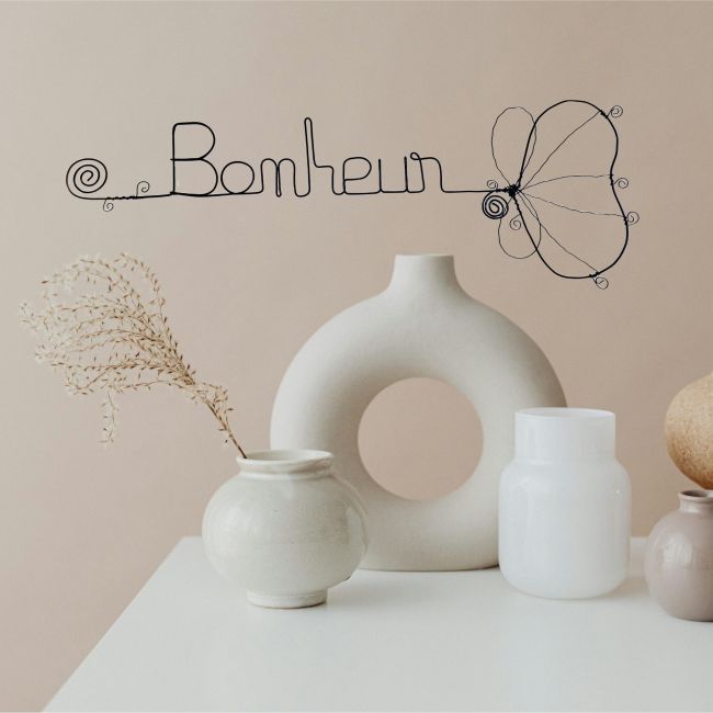 Décoration murale en fil de fer - Fleur de Ginkgo - "Bonheur" - Printemps/Été
