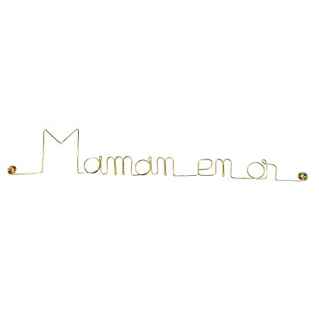D&eacute;coration Murale en Fil de Laiton dor&eacute; "Maman en or" - &agrave; punaiser - Bijoux de Mur - F&ecirc;te des m&egrave;res