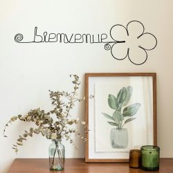 Décoration murale en fil de fer - Fleur de Pâquerette - "Bienvenue" - Printemps/Été