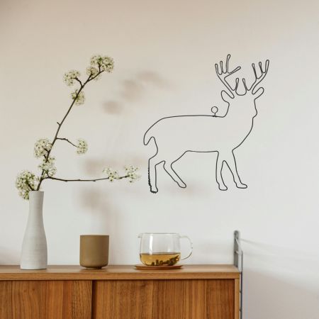 Décoration Murale en Fil de Fer "Cerf" - à punaiser - Bijoux de Mur - Déco Noel/Hiver/Montagne