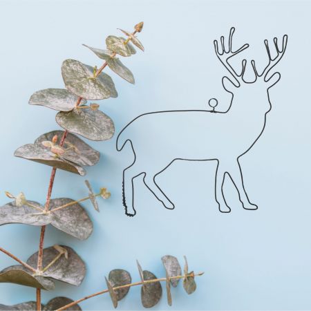 D&eacute;coration Murale en Fil de Fer "Cerf" - &agrave; punaiser - Bijoux de Mur - D&eacute;co Noel/Hiver/Montagne
