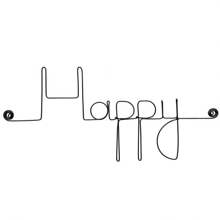 D&eacute;coration Murale en Fil de Fer "Happy" - &agrave; punaiser - Bijoux de Mur