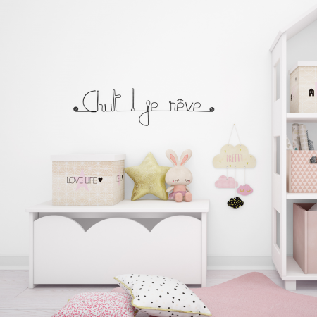 Décoration Murale en Fil de Fer " Chut ! je rêve " - Chambre Bébé/Enfant