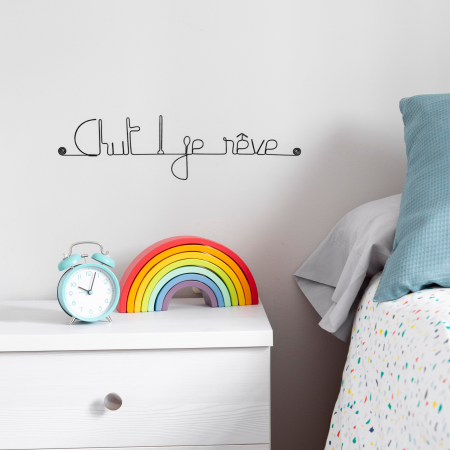 D&eacute;coration Murale en Fil de Fer " Chut ! je r&ecirc;ve " - Chambre B&eacute;b&eacute;/Enfant