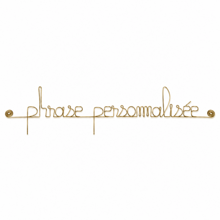 Message simple " Personnalisable 1 ligne " en fil de laiton dor&eacute; - &agrave; punaiser - Bijoux de mur