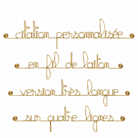 Phrase " Personnalisable 4 lignes " en fil de laiton dor&eacute; - &agrave; punaiser - Bijoux de mur