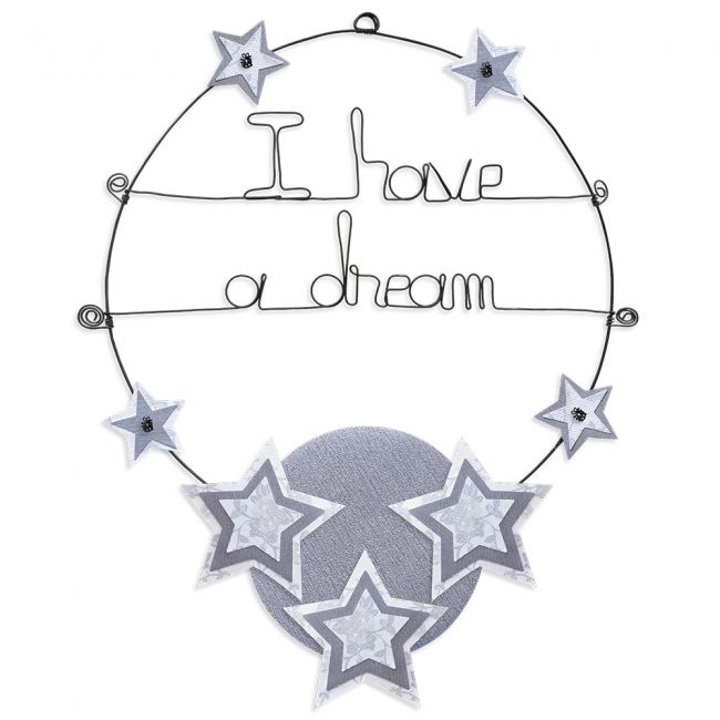 Message coloré " Étoile - Blanc : I have a dream " en fil de fer - Grand - à punaiser - environ 37 x 47 cm - Bijoux de mur
