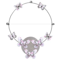 Message color&eacute; personnalisable en fil de fer - 1 ligne - Papillon - Rose - environ 37 x 46 cm - Bijoux de mur