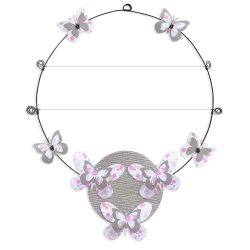 Message color&eacute; personnalisable en fil de fer - 2 lignes - Papillon - Rose - environ 37 x 46 cm - Bijoux de mur