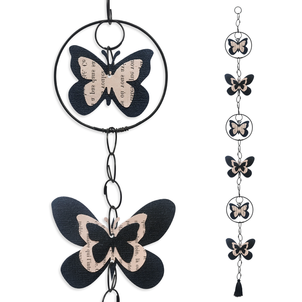 Papillon Coloré Carillon Éolien Verre Décorations En Plein Air Cadeau
