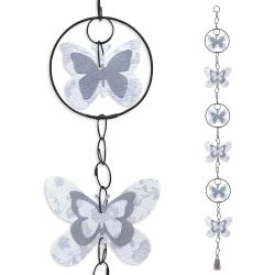 Guirlande colorée " Papillon - Blanc " en fil de fer - à suspendre - environ 96 x 9,5 cm - Bijoux de mur