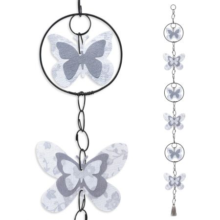 Guirlande colorée " Papillon - Blanc " en fil de fer - à suspendre - environ 96 x 9,5 cm - Bijoux de mur