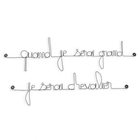 Citation simple " Quand je serai grand, je serai chevalier " en fil de fer - à punaiser - Bijoux de mur