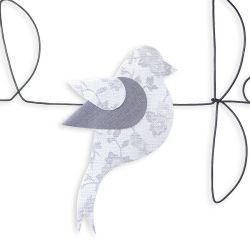Citation colorée " Oiseau - Blanc : Petit à petit l'oiseau fait son nid " en fil de fer - à punaiser - Bijoux de mur