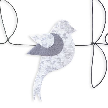 Citation colorée " Oiseau - Blanc : Petit à petit l'oiseau fait son nid " en fil de fer - à punaiser - Bijoux de mur