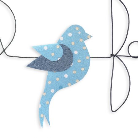 Citation colorée " Oiseau - Bleu : Petit à petit l'oiseau fait son nid " en fil de fer - à punaiser - Bijoux de mur