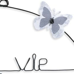 Message color&eacute; " Papillon - Blanc : La vie est belle " en fil de fer - Grand - &agrave; punaiser - environ 37 x 46 cm - Bijoux de mur