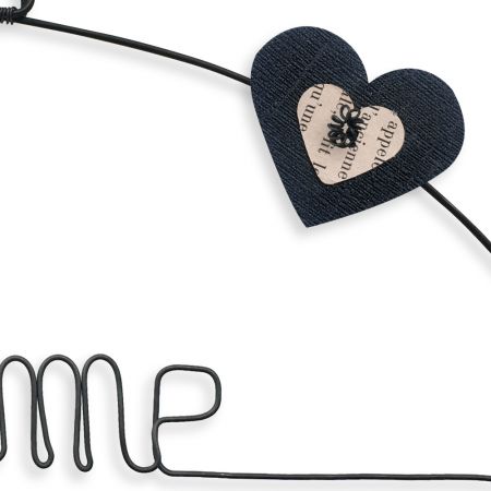 Message coloré " Coeur - Noir : Home sweet home " en fil de fer - Grand - à punaiser - environ 37 x 47 cm - Bijoux de mur