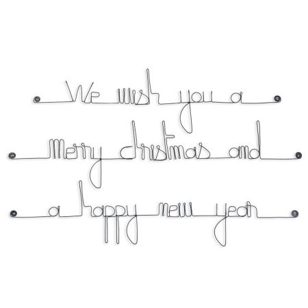 Citation en fil de fer " We wish you a merry christmas and a happy new year " - à punaiser - Bijoux de mur