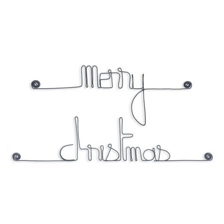 Message simple en fil de fer " Merry christmas " - à punaiser - Bijoux de mur