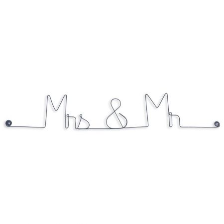 Message et forme en fil de fer " Mrs & Mr " - à punaiser - Bijoux de mur