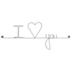 Message et forme en fil de fer " I love you (love en forme de coeur) " - à punaiser - Bijoux de mur