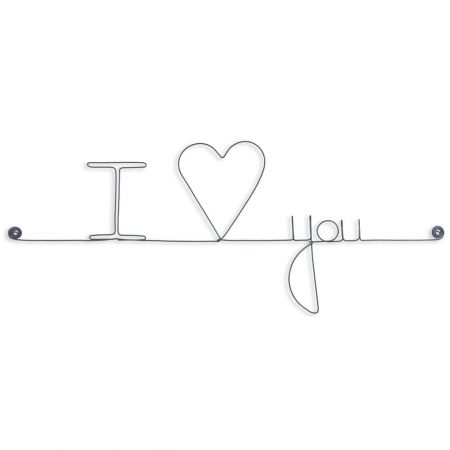 Message et forme en fil de fer " I love you (love en forme de coeur) " - à punaiser - Bijoux de mur