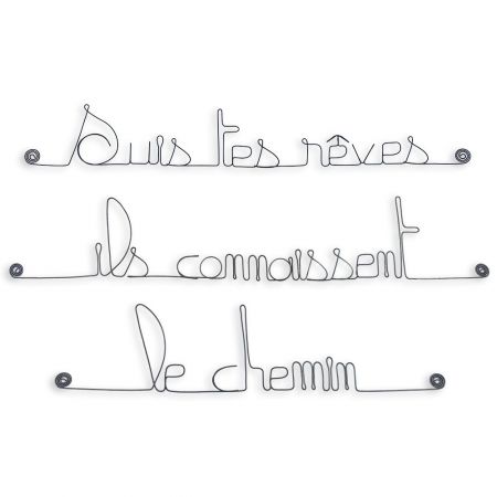 Citation en fil de fer " Suis tes rêves ils connaissent le chemin " - à punaiser - Bijoux de mur