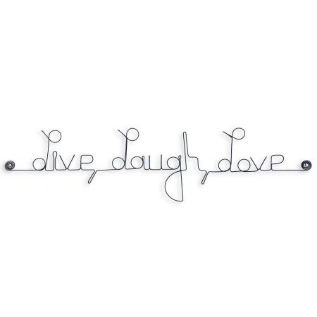 Message simple en fil de fer " Live, Laugh, Love " - à punaiser - Bijoux de mur