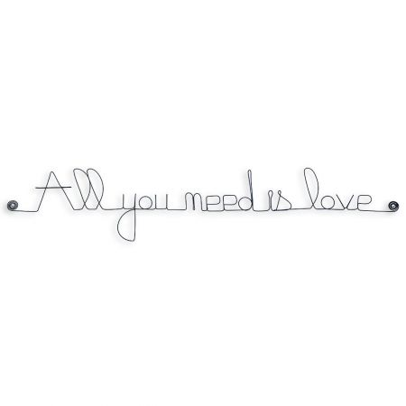Message simple en fil de fer " All you need is love " - à punaiser - Bijoux de mur