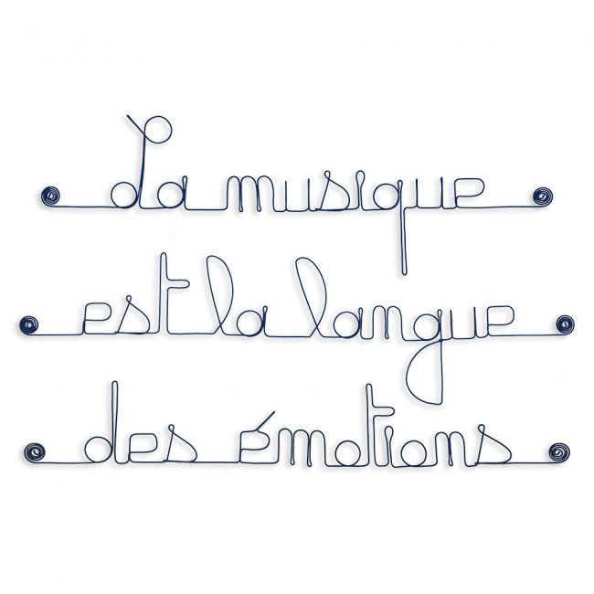 Citation en fil de fer " La musique est la langue des émotions " - à punaiser - Bijoux de mur