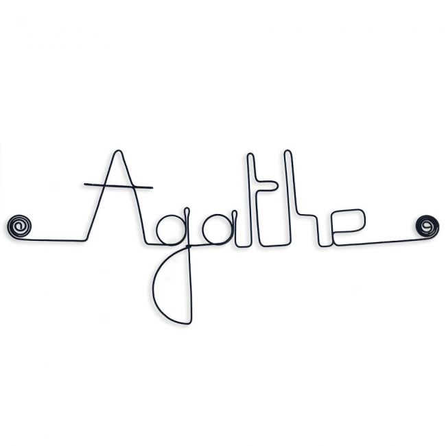 Prénom en fil de fer " Agathe " - à punaiser - Bijoux de mur