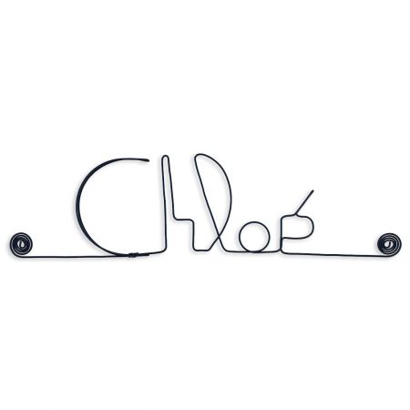 Prénom en fil de fer " Chloé " - à punaiser - Bijoux de mur