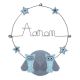 Prénom en fil de fer " Aaron " coloré - Chouette bleue - à punaiser - Bijoux de mur