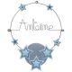 Prénom en fil de fer " Antoine " coloré - Etoile bleue - à punaiser - Bijoux de mur