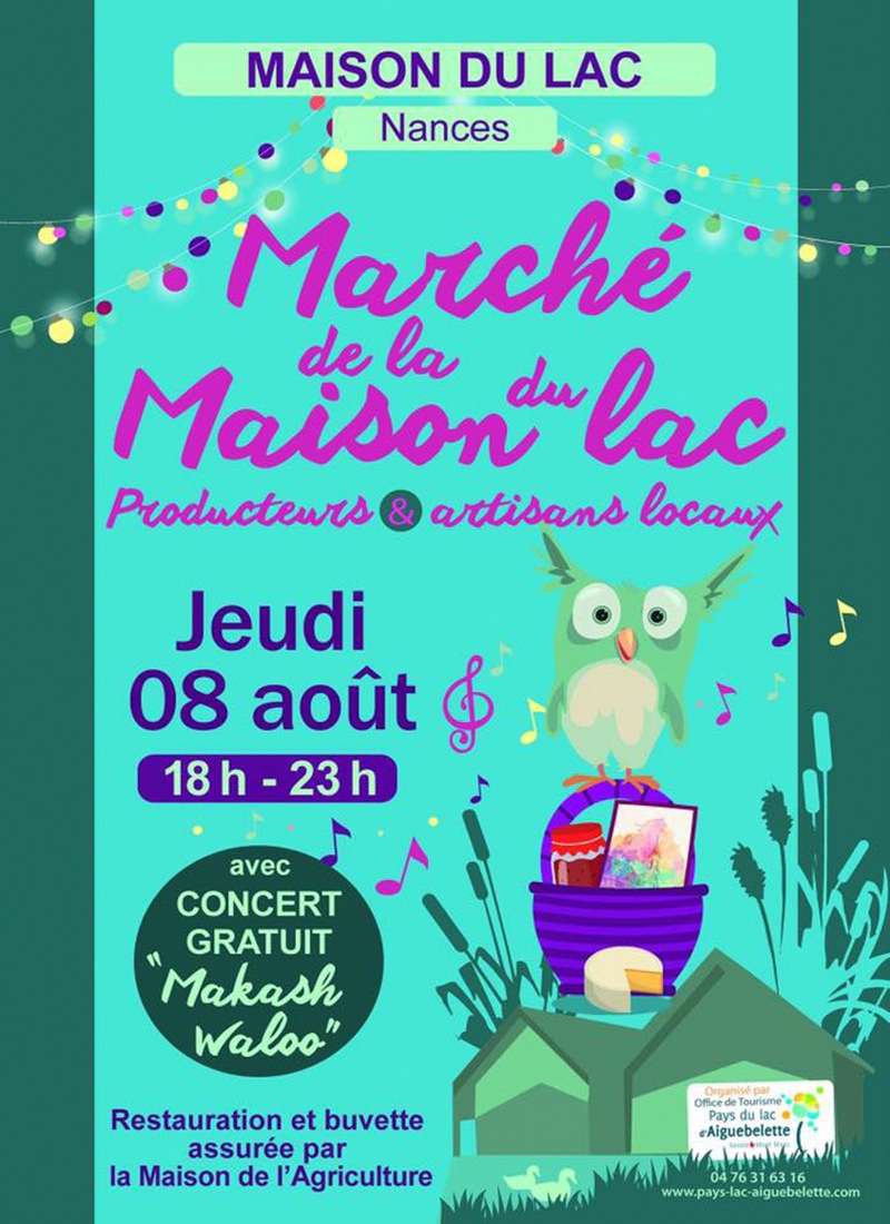 Affiche du marché de la maison du lac à Nances au lac d'Aigubelette en 2019