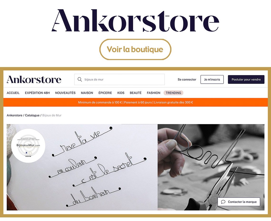 Boutique Ankorstore Bijoux de mur