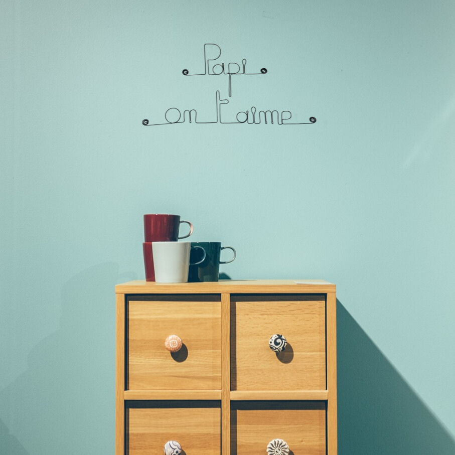 Papi on t'aime en fil de fer - Bijoux de Mur